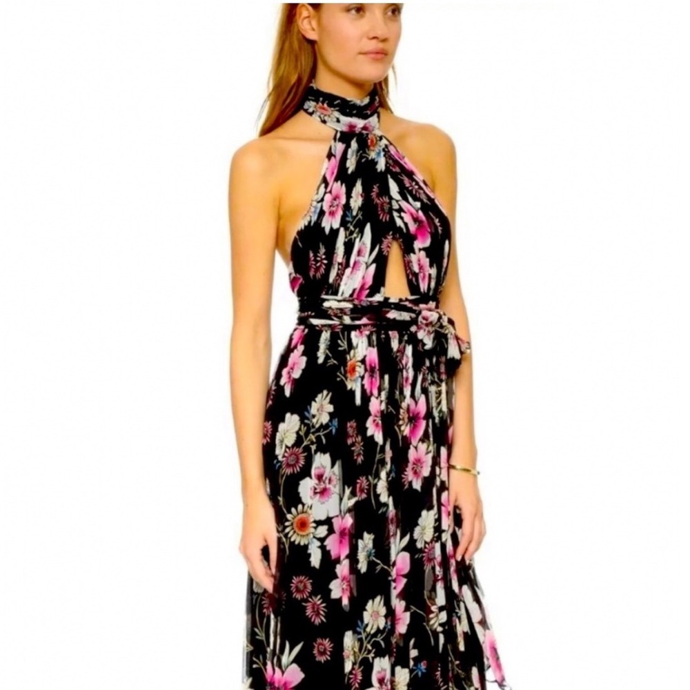 Jill Jill Stuart 100% Silk Halter Maxi Dress Size 2